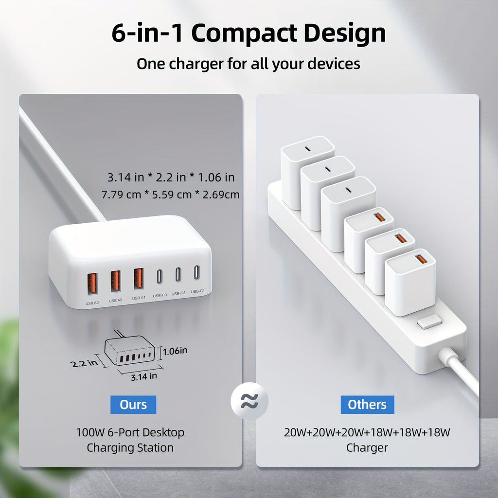 6-Port USB-C-Schnellladegerät