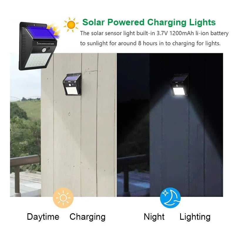 Solarbetriebene LED-Wandleuchte mit Bewegungssensor für den Außenbereich