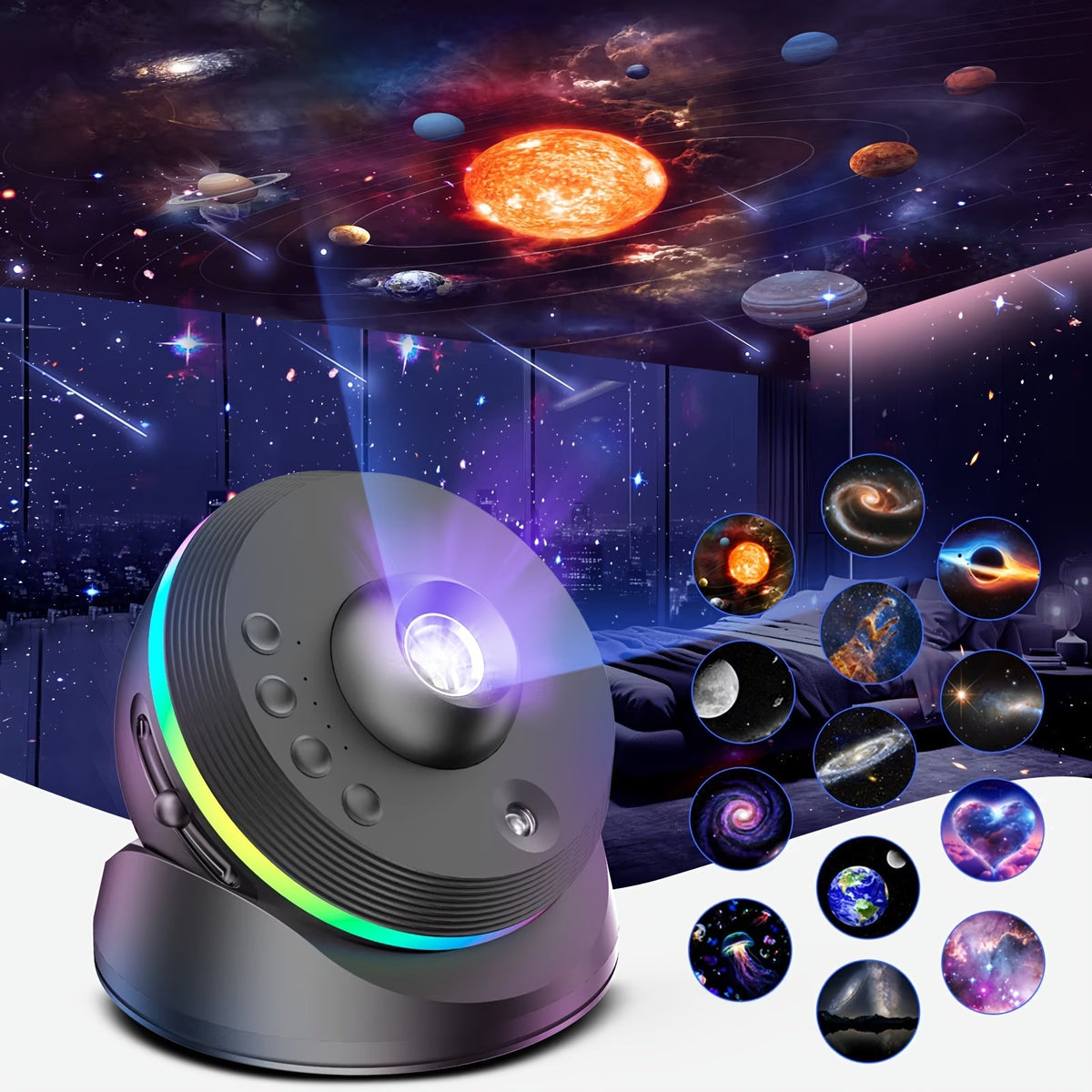 Galaxie-Projektionslampe mit USB-Anschluss und 13 Filmmodi