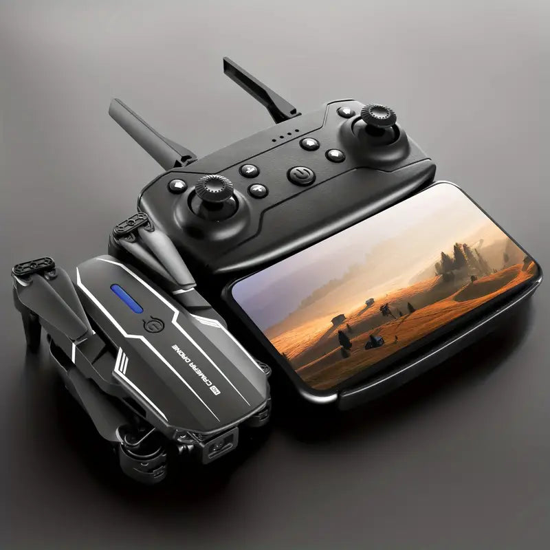 E88 Quadcopter UAV Drohne mit zwei HD-Kameras – Schwarz (HD Dual-Kamera)