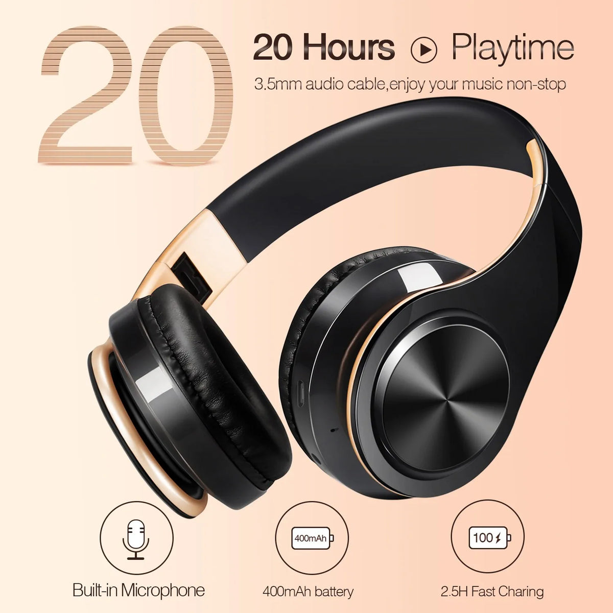Kabellose Bluetooth-Kopfhörer Gold