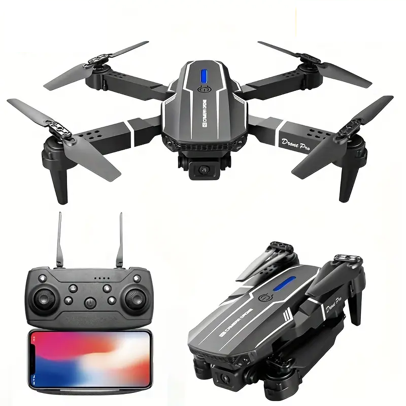 E88 Quadcopter UAV Drohne mit zwei HD-Kameras – Schwarz (HD Dual-Kamera)