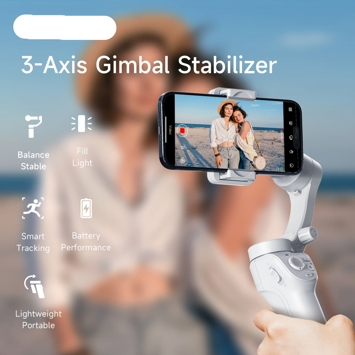 3-Achsen Selfie-Stick-Stabilisator mit LED & Gesichtsverfolgung