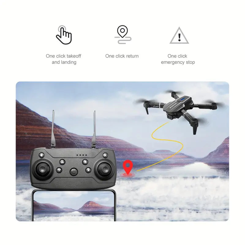 E88 Quadcopter UAV Drohne mit zwei HD-Kameras – Schwarz (HD Dual-Kamera)